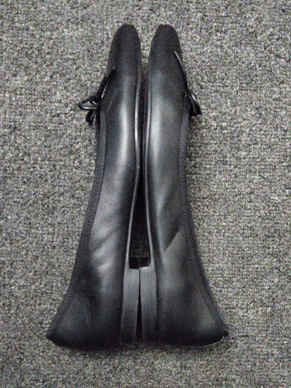 Margaux Black Pointed Toe Leather Ballet Flats with Bow - Picture 6 of 10
